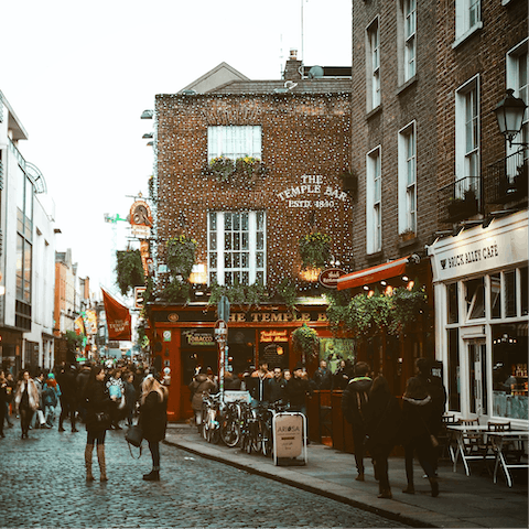 Hop on the bus and be in lively Temple Bar in twenty minutes