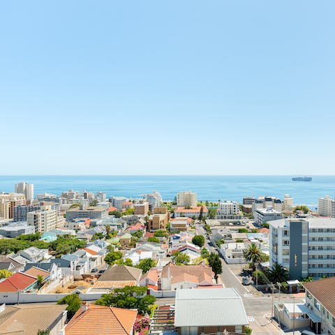 Stay in Sea Point, where your shared rooftop terrace offers spectacular sea views