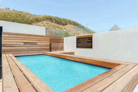 Return to the communal plunge pool after driving out ten minutes to Clifton Beach
