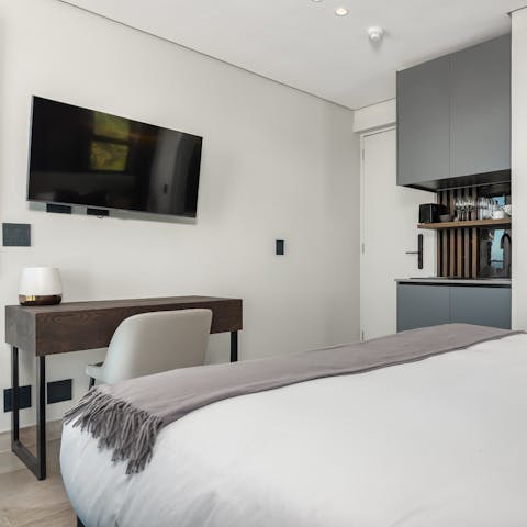 Check over your emails at the little desk, perfect for remote working in Cape Town