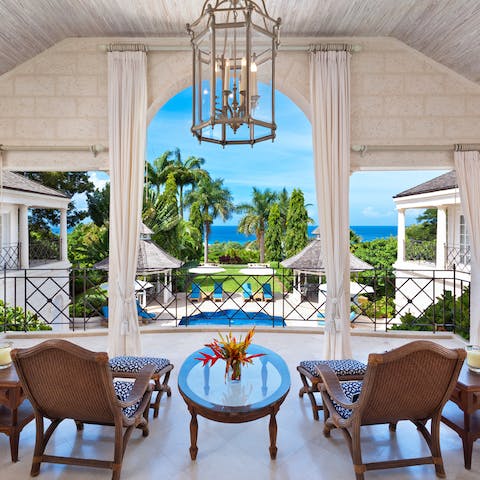 Enjoy views over the garden and out towards the ocean from the terrace 