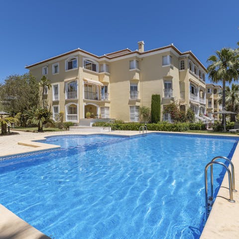 Look forward to floating about in the communal pool on balmy afternoons