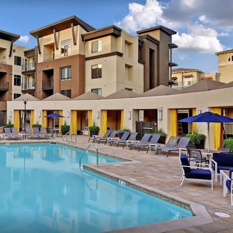 Take a dip in the on-site pool