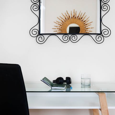 A glass desk for working