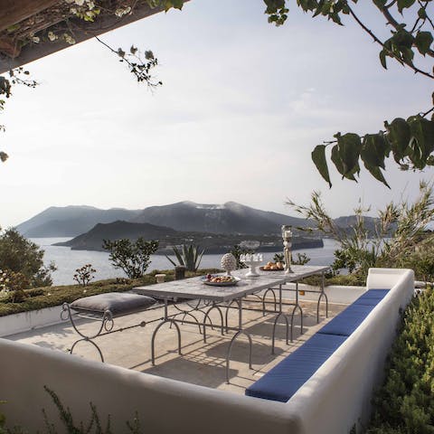 Breakfast on one of many terraces overlooking the glorious Tyrrhenian waters