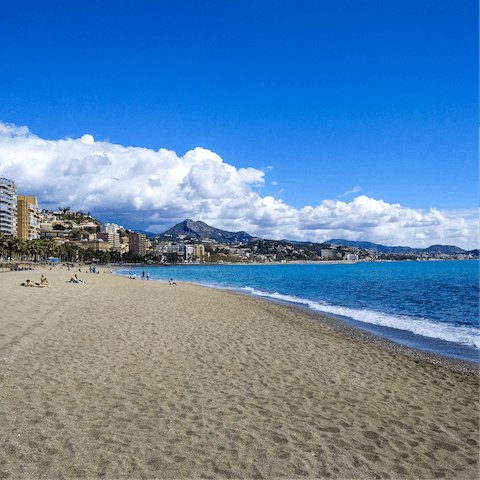 Look forward to sunbathing on Malagueta Beach, a fifteen-minute walk away