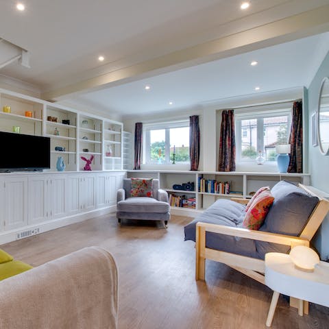 Relax with a good book in the bright living space