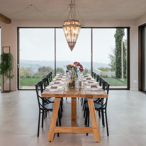 Gather around the table for magical evening meals as the sun sets