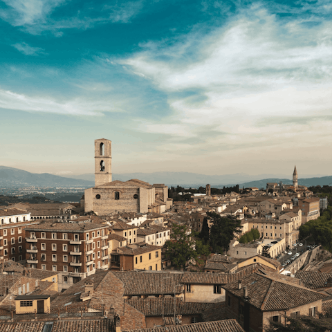 Explore Perugia's historic centre, fifteen minutes away by car