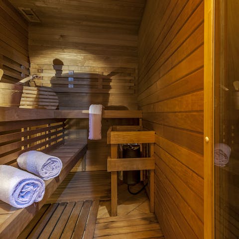 Work up a sweat in more sedentary fashion in the sauna 
