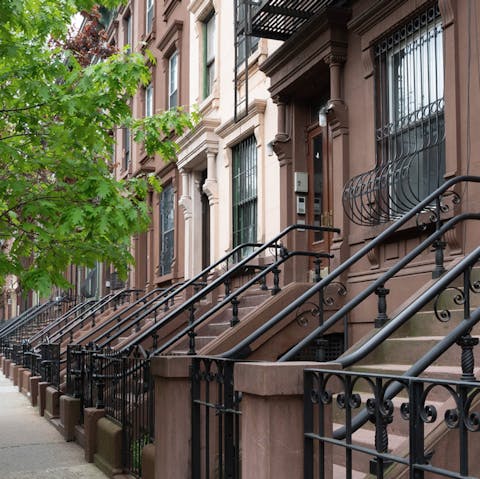 Stay in a traditional brownstone on a leafy NYC street