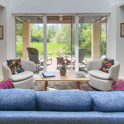 Enjoy lake views from the living area and deck