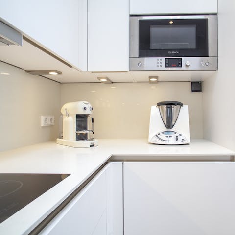 The modern fully-equipped kitchen
