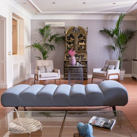 Lie back on the chaise longue and treat yourself to a siesta
