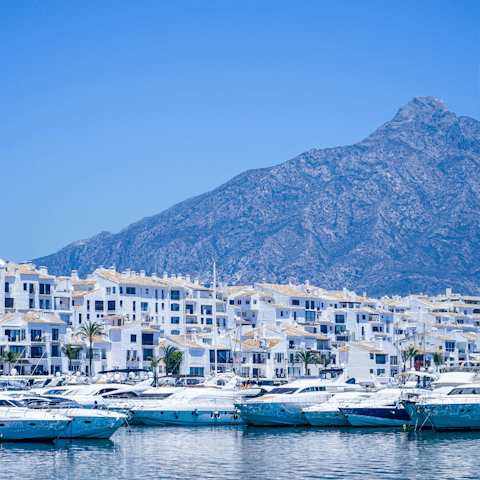 Join the jet-setters at popular Marbella – a short drive away