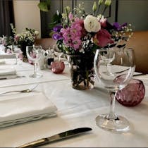 Enjoy a meal in an old villa setting at Tomasa