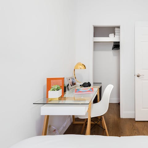 Catch up on business with a bedroom set up for remote working