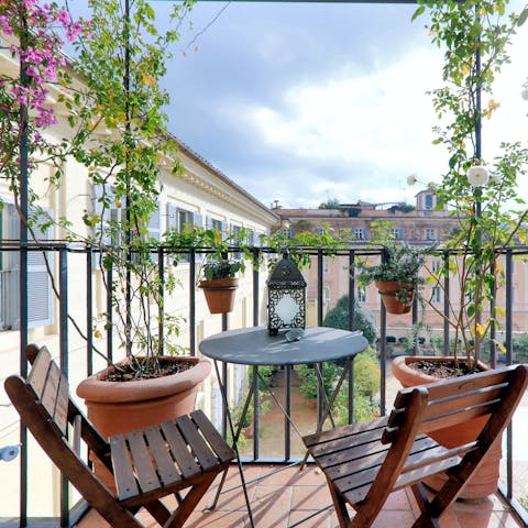 Sip your morning coffee on the pretty balcony 