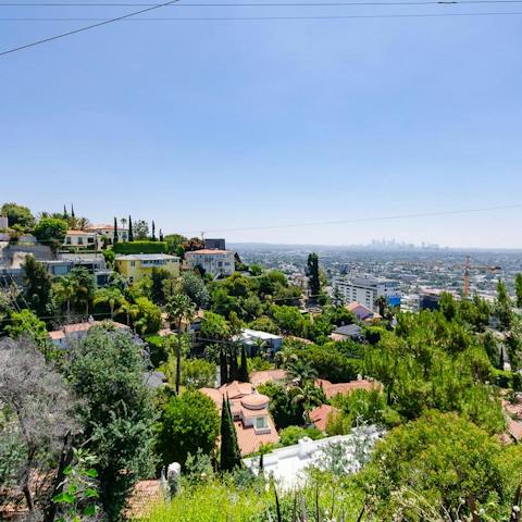 Enjoy direct views all the way across the city to Downtown LA