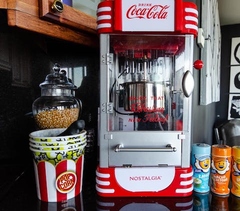 Help yourself to treats from the retro popcorn machine
