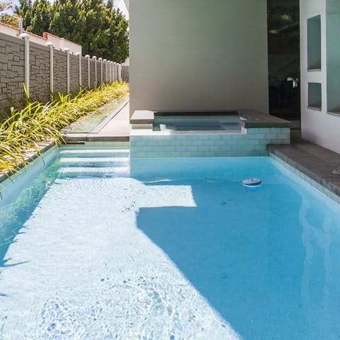 A sheltered swimming pool