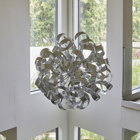 A Bent metal chandelier 
