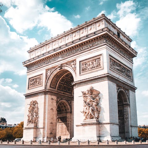 Admire the Arc de Triumph – it’s a sixteen-minute walk away