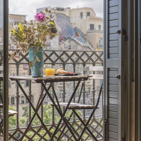 Have a glass of cava on the balcony and admire the fantastic views of Casa Batlló