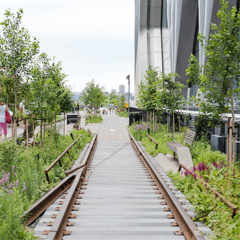 See the city from a new perspective on the High Line,  which starts just ten minutes' walk away