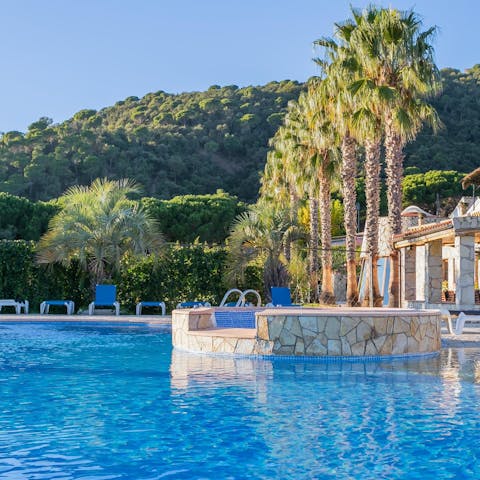 Cool off from the Barcelona heat in the large private pool