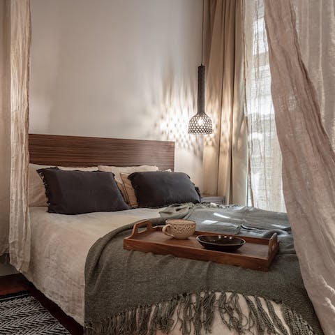 Wake up in the boho-chic bedrooms feeling rested and ready for another day of Madrid sightseeing