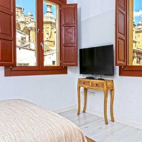 Wake up to views of the cathedral in the main bedroom