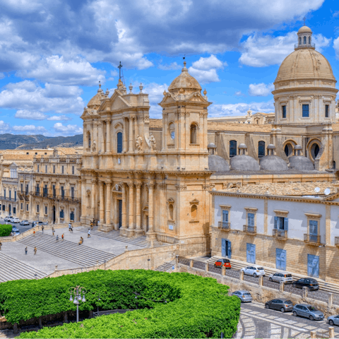 Admire Noto Cathedral just a short walk from this home