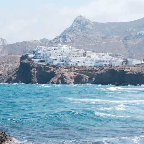 Explore the coast of Naxos – Orkos Beach is a short drive away