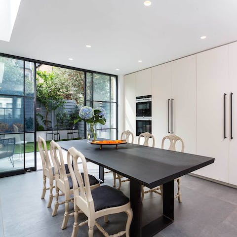 Enjoy family meals around the sleek dining table