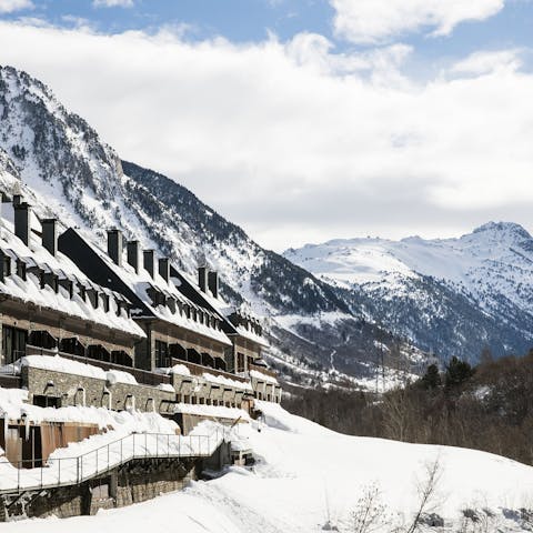 Stay in the ski resort town of Baqueira, Spain