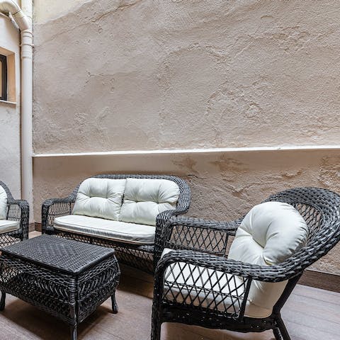 Share a Spanish aperitif on the private terrace