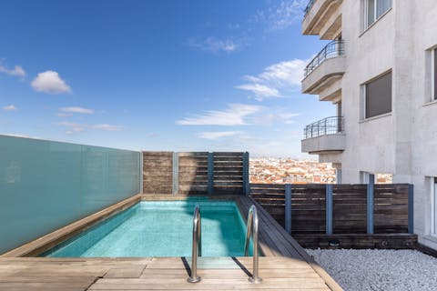 Enjoy a dip in the communal pool to beat the heat