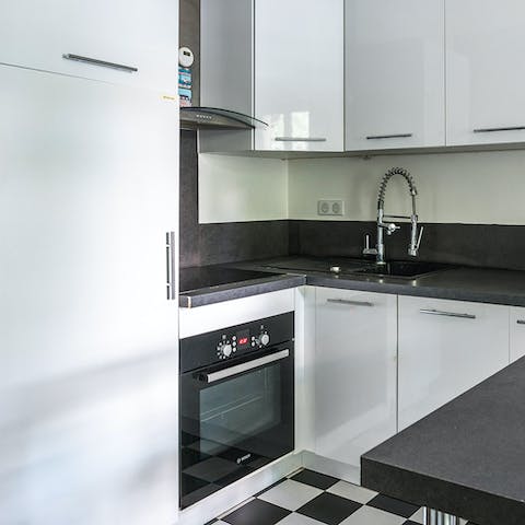 Open-plan modern kitchen for sociable cooking