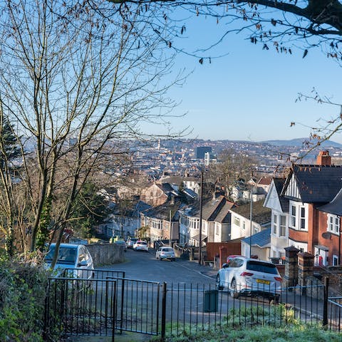 Enjoy a lovely view of the Newport skyline from the neighbouring Woodland Park