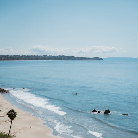 Stay just a one-minute drive from El Pescador State Beach