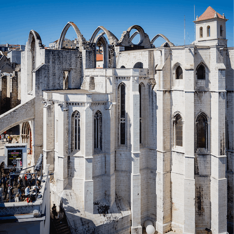 Visit the beautiful remains of the Carmo Convent, a fifteen-minute stroll from your door
