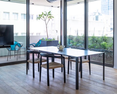 The streamlined dining area