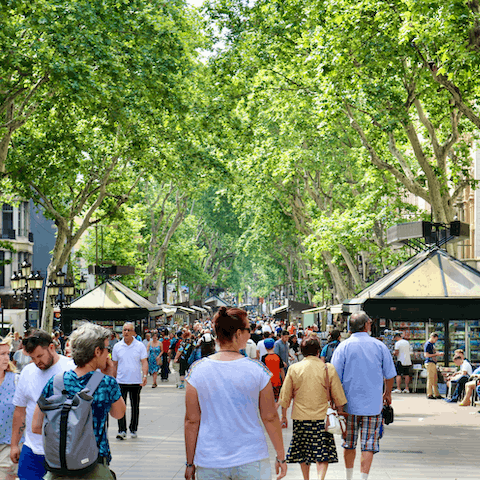 Make the five-minute walk to the buzzing central drag of Las Ramblas