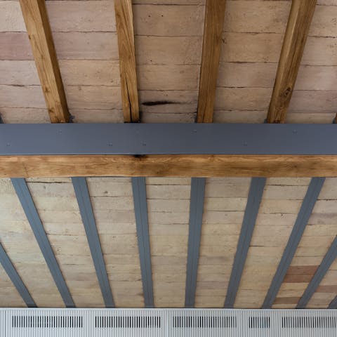 Slanted wooden ceilings