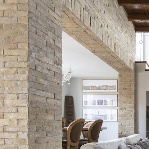 The exposed brick archway