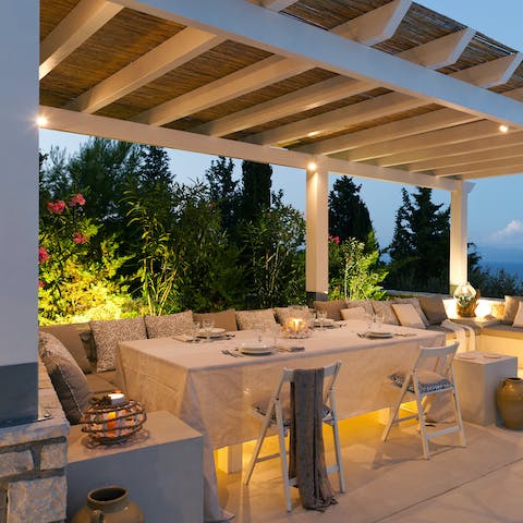 Lay the table for alfresco evening meals in the ambient gardens