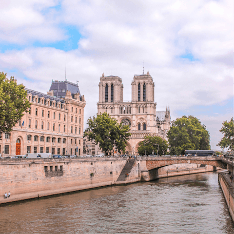 Marvel at Notre-Dame's gothic spires, a short walk away