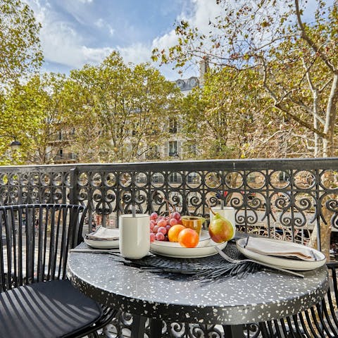 Enjoy an alfresco breakfast on the small balcony