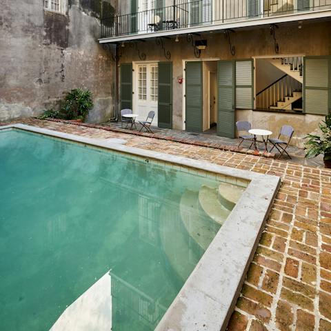 Cool off from the New Orleans' heat in the shared pool 